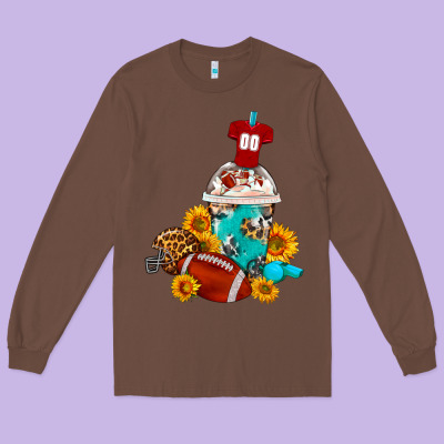 Football Frappe Coffee Long Sleeve Tee Designed By Fadigitalartstudio