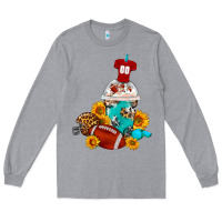 Heather Grey Football Frappe Coffee Long Sleeve Tee - FaDigitalArtStudio