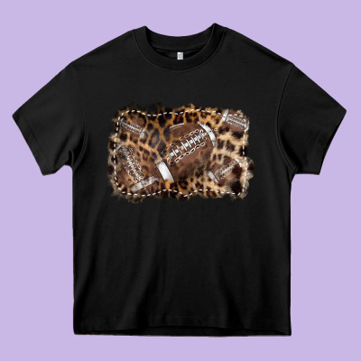 Football Background Leopard Heavy Core Tee Designed By Nancycooperartshop