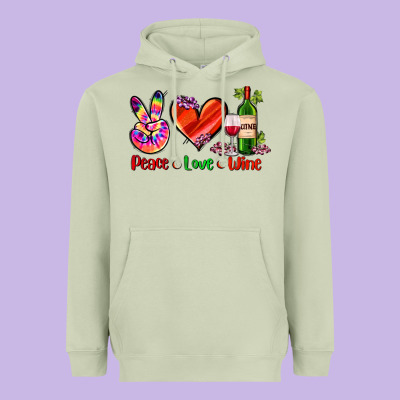 Peace Love Wine Heavyweight Hoodie Designed By Adodesignshop