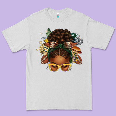 American Football Afro Messy Bun Premium Tee Designed By Texasbilliewilder