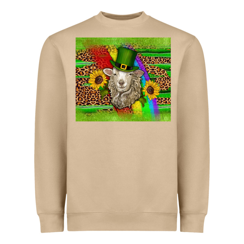 St Patricks Sheep Sunflowers Rainbow Serape Leopard Glitter Heavyweight Sweatshirt by Artiststas | Teevron