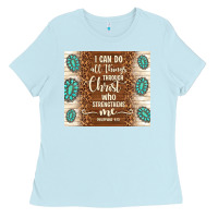 Baby Blue i can do all things through christ who strengthens Ladies Tee - TumblerDesignByShophia