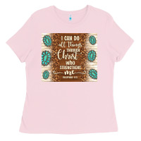 Bubblegum Pink i can do all things through christ who strengthens Ladies Tee - TumblerDesignByShophia