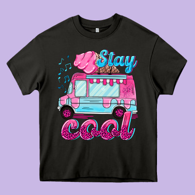 Stay Cool With Ice Cream Van Summer Heavy Core Tee Designed By Nancycooperartshop