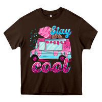 Chocolate Brown Stay cool with ice cream van summer Heavy Core Tee - NancyCooperArtShop