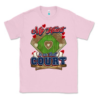 Bubblegum Pink My heart is on that court Baseball Classic Tee - HowdyJamesFarm