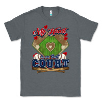 Charcoal Heather My heart is on that court Baseball Classic Tee - HowdyJamesFarm