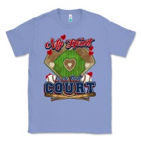 Colony Blue My heart is on that court Baseball Classic Tee - HowdyJamesFarm