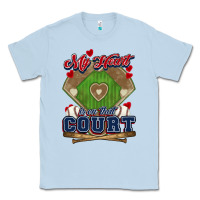 Dusty Blue My heart is on that court Baseball Classic Tee - HowdyJamesFarm