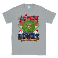 Heather Grey My heart is on that court Baseball Classic Tee - HowdyJamesFarm
