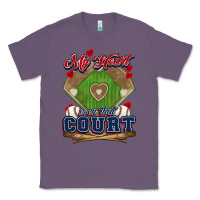 Lavender My heart is on that court Baseball Classic Tee - HowdyJamesFarm