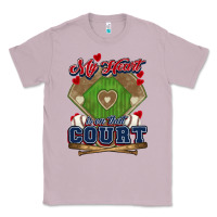 Lilac My heart is on that court Baseball Classic Tee - HowdyJamesFarm