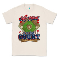 Natural My heart is on that court Baseball Classic Tee - HowdyJamesFarm