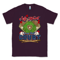 Plum My heart is on that court Baseball Classic Tee - HowdyJamesFarm