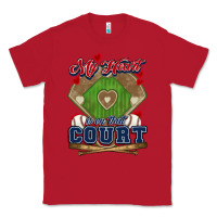 Red My heart is on that court Baseball Classic Tee - HowdyJamesFarm