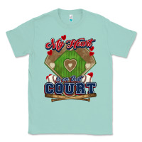 Seafoam My heart is on that court Baseball Classic Tee - HowdyJamesFarm