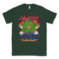 Sports Green My heart is on that court Baseball Classic Tee - HowdyJamesFarm