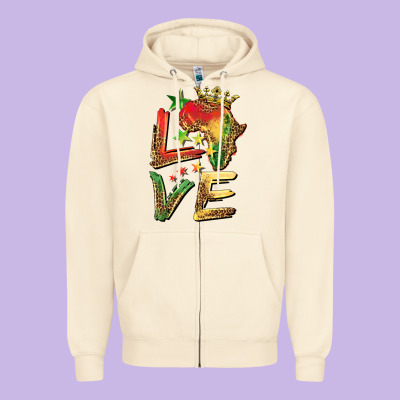 Juneteenth Love Zipper Hoodie Designed By Barkaloodesign