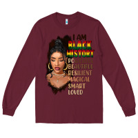 Burgundy I am black history black girl Long Sleeve Tee - FaDigitalArtStudio