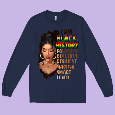 I Am Black History Black Girl Long Sleeve Tee Designed By Fadigitalartstudio