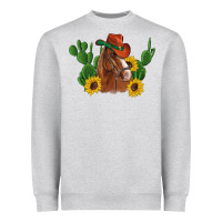 Heather Grey western horse cowboy hat cactus sunflowers Heavyweight Sweatshirt - Artiststas