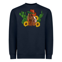 Navy western horse cowboy hat cactus sunflowers Heavyweight Sweatshirt - Artiststas