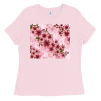 Bubblegum Pink hibiscus flowers with glitter Ladies Tee - TumblerDesignByShophia