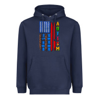 Navy autism american flag Heavyweight Hoodie - AdoDesignShop
