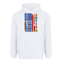 White autism american flag Heavyweight Hoodie - AdoDesignShop