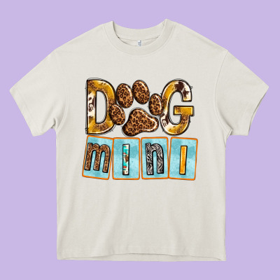 Dog Mini With Paw Heavy Core Tee Designed By Texasbilliewilder