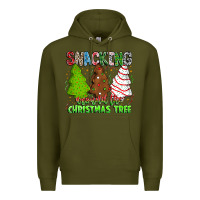 Army Green Snacking Around The Christmas Tree Premium Hoodie - CowhideDigitalArt