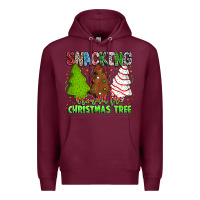 Burgundy Snacking Around The Christmas Tree Premium Hoodie - CowhideDigitalArt