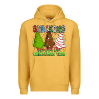 Mustard Snacking Around The Christmas Tree Premium Hoodie - CowhideDigitalArt