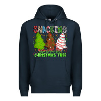Navy Snacking Around The Christmas Tree Premium Hoodie - CowhideDigitalArt