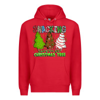 Red Snacking Around The Christmas Tree Premium Hoodie - CowhideDigitalArt
