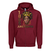 Burgundy 1865 juneteenth black women Zipper Hoodie - BarkalooDesign