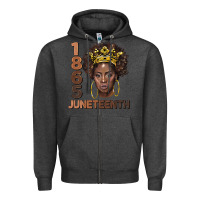 Charcoal Heather 1865 juneteenth black women Zipper Hoodie - BarkalooDesign