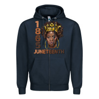 Navy 1865 juneteenth black women Zipper Hoodie - BarkalooDesign