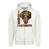 Oatmeal Heather 1865 juneteenth black women Zipper Hoodie - BarkalooDesign