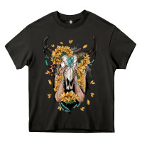 Asphalt sunflower boho bull skull with hands Heavy Core Tee - RanaPortraitStore