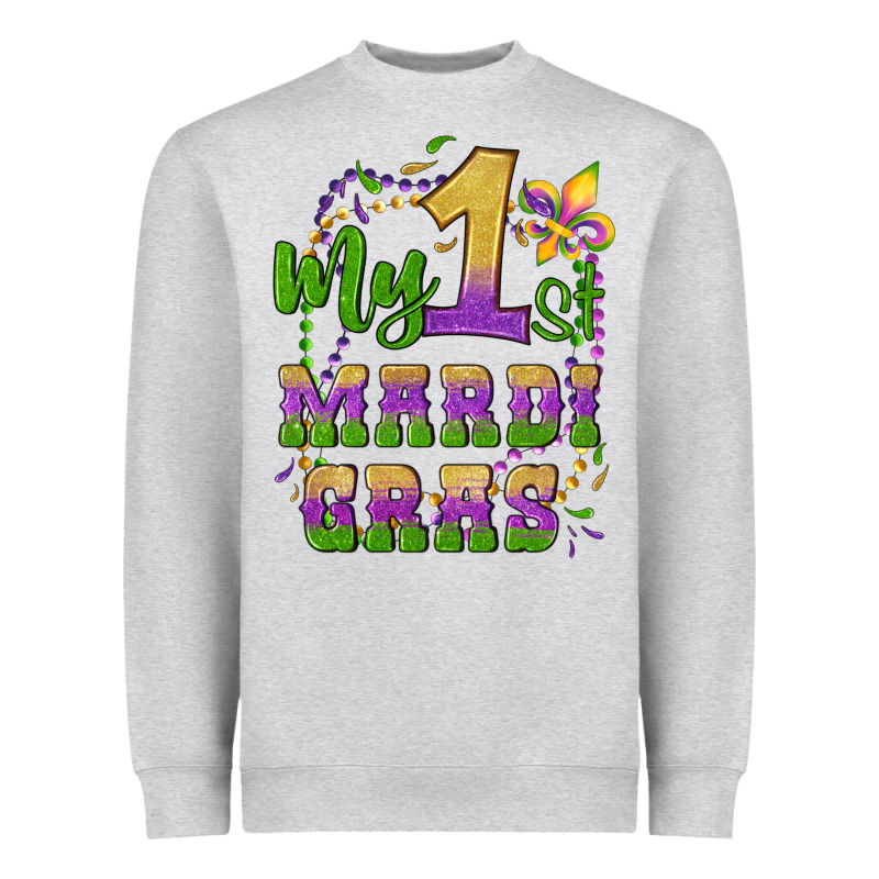 My First Mardi Gras Glitter Fleur De Lis Heavyweight Sweatshirt by Artiststas | Teevron