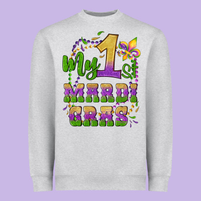 My First Mardi Gras Glitter Fleur De Lis Heavyweight Sweatshirt Designed By Artiststas