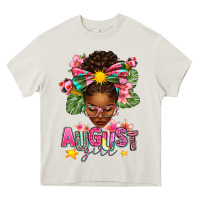 Cream August Girl Afro Woman Summer Heavy Core Tee - texasbilliewilder