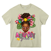 Mossy August Girl Afro Woman Summer Heavy Core Tee - texasbilliewilder