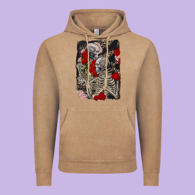 Two Skeletons Hugging Valentine's Day Vintage Hoodie Designed By Fadigitalartstudio