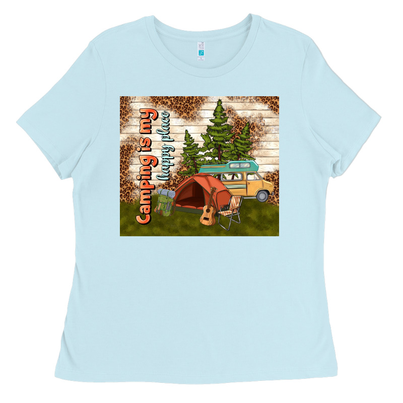 Camping Is My Happy Place Ladies Tee by TumblerDesignByShophia | Teevron
