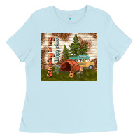 Baby Blue camping is my happy place Ladies Tee - TumblerDesignByShophia