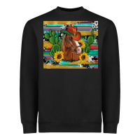 Black western horse cowboy hat cactus sunflowers glitter cowhide serape turq Heavyweight Sweatshirt - Artiststas