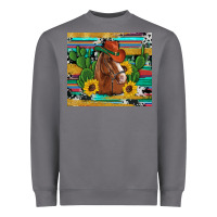 Storm western horse cowboy hat cactus sunflowers glitter cowhide serape turq Heavyweight Sweatshirt - Artiststas